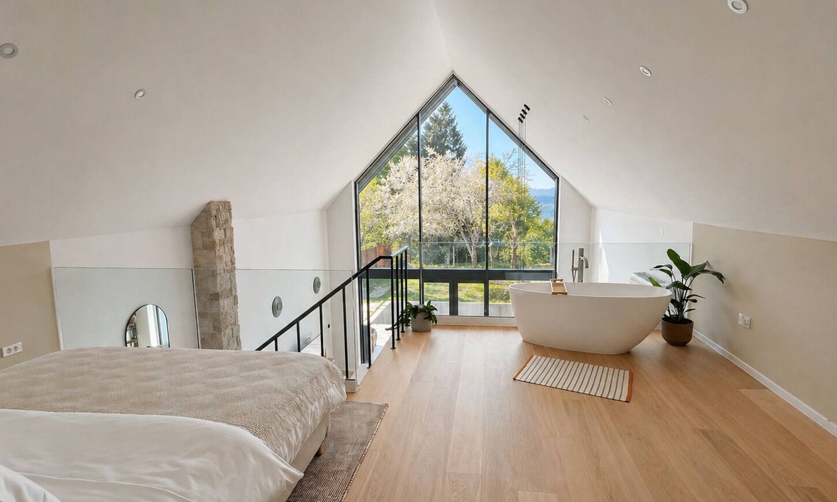Presika House | A-frame forest retreat with bathtub and nature view