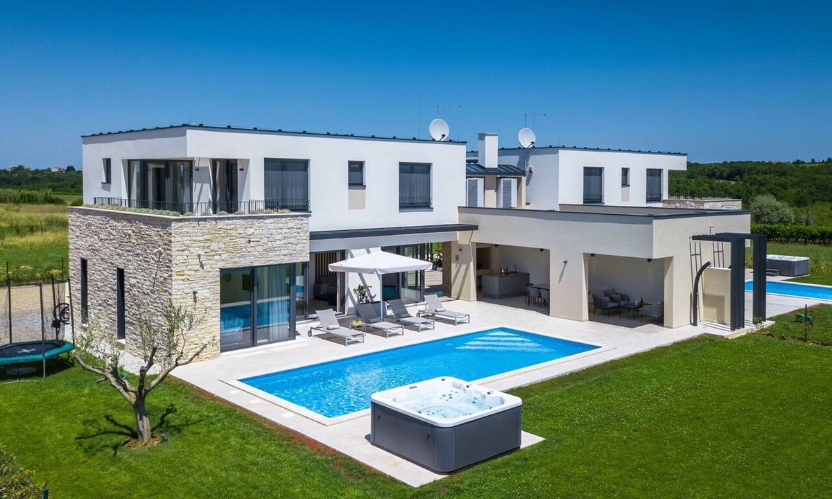 Nova Vas Villa | Stunning private villa with A/C, private pool, hot tub, WIFI, TV, terrace and pets allowed