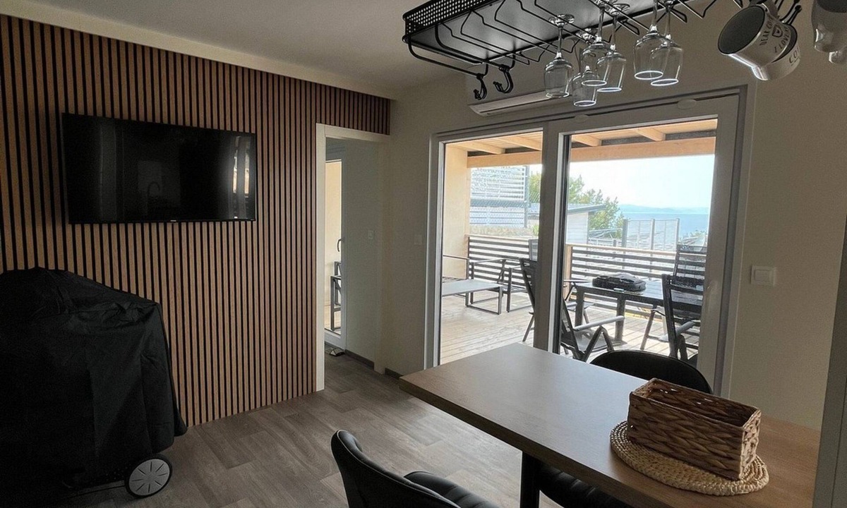 Drage RV Rental | Tranquil Tides Drage Mobile Home With Terrace and Sea View