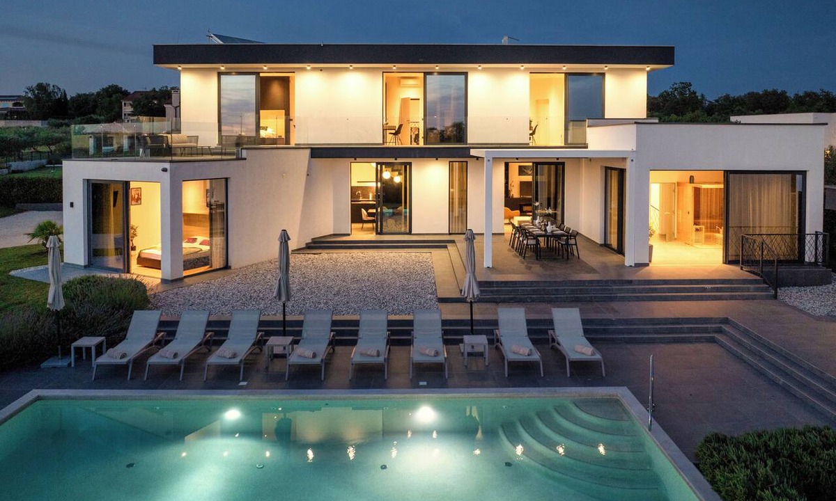 Kastelir-Labinci House | Villa Nura - Dream Villa with Ocean View, Pool, and Sauna