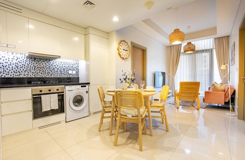Sheikh Zayed Road Apartment | Boho-Styled Top-Floor 2BR by the Waterfront, Close to Marine Transport Station