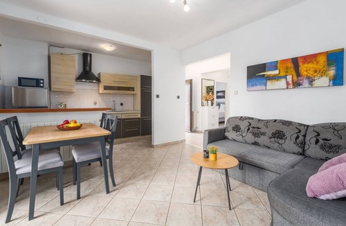 Susnjici Apartment | Dog-friendly apartment with pool, children's playground, outdoor kitchen, barbecue