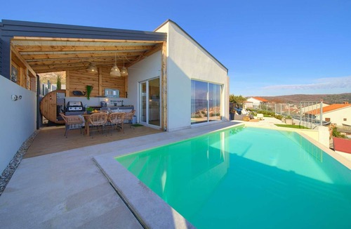 Vrbnik Villa | Villa Bella Vista with an infinity heated pool, sauna & Seaview