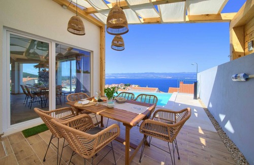Vrbnik Villa | Villa Bella Vista with an infinity heated pool, sauna & Seaview