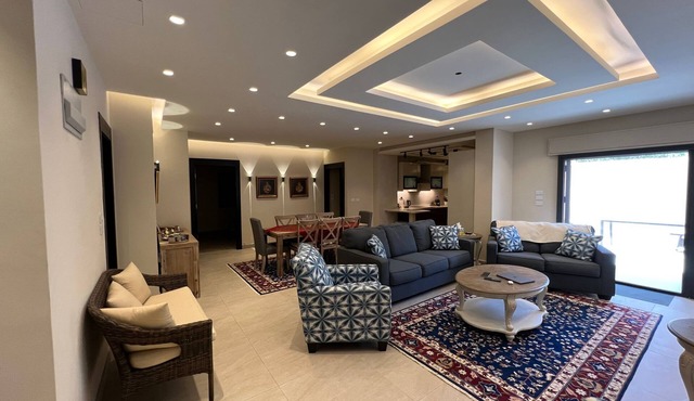 3 bed room apartment with modern kitchen indoor and out door seating area . in Amman