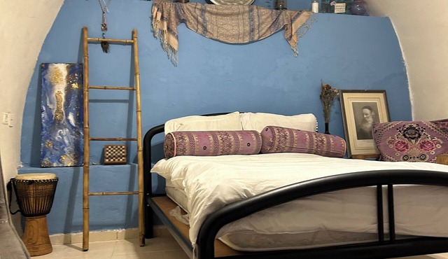 charming Tzimmer steps above the HaAri Mikvah and views of Meron in Tzfat