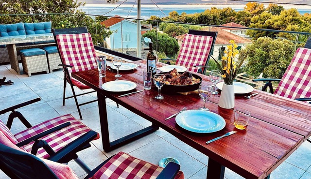 Premium 2BR Sea-View Apartment with Huge 48m² Private Terrace – Rogač in Grohote