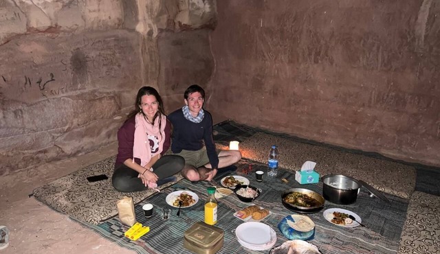 Romantic cave under the stars in Wadi Rum Village