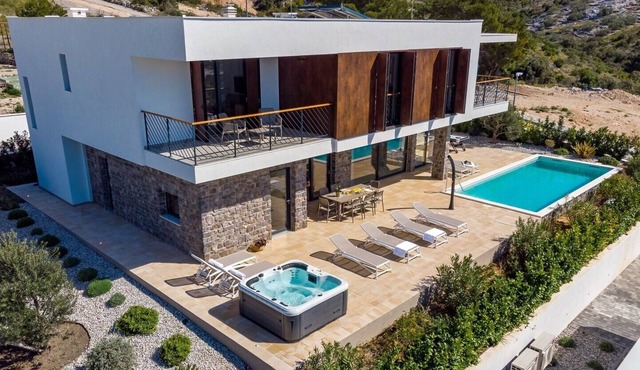Seaview Villa Dolac with heated pool, a Hot tub, Finnish sauna