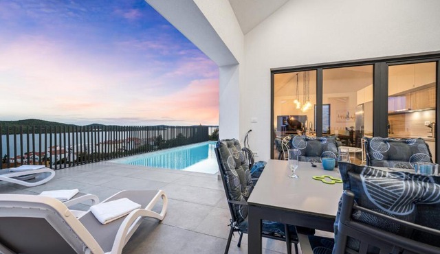 the Tinel -Modern Adriatic Villa with Heated Pool & Sea View near Šibenik