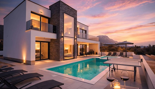 Villa `Just be Happy` by Trawelltopia | Heated Whirl/-Pool · View · AC · WIFI · Parking in Kaštel Stari