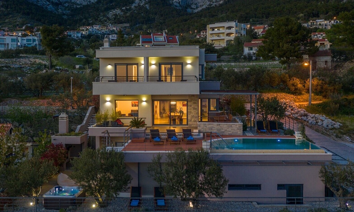 Veliko Brdo Villa | Villa View * Luxury villa in Makarska, private heated pool, gym, jacuzzi, sea view, electric car charger